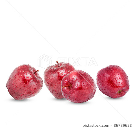 Red apple with water drops isolated on white background 86789658