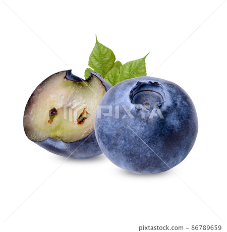 Fresh blueberry with leaves isolated on white background Fresh blueberry with leaves isolated on white background 86789659