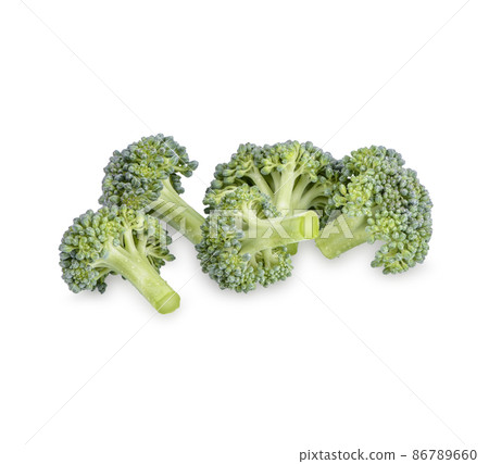 Fresh broccoli with drops isolated on white background Fresh broccoli with drops isolated on white background 86789660