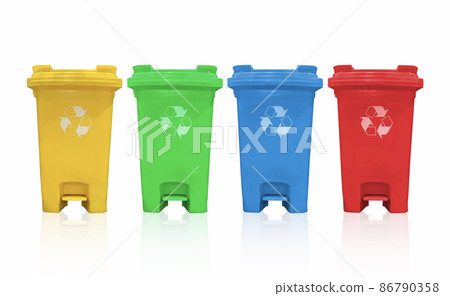 Recycled plastic Bin plastic. Bin container for disposal garbage waste and save environment. isolated on white background. with clipping path 86790358