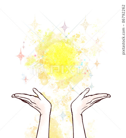 Hands wrapping a shining aura 86792262