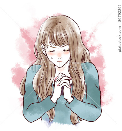 絕望地祈禱的女性 86792263
