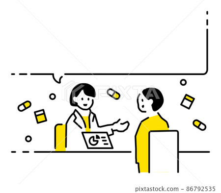 Illustration of a person explaining medicine based on graph materials 86792535