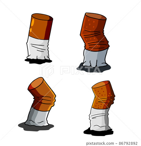 Cartoon cigarette butt on white background Cartoon cigarette butt on white background 86792892