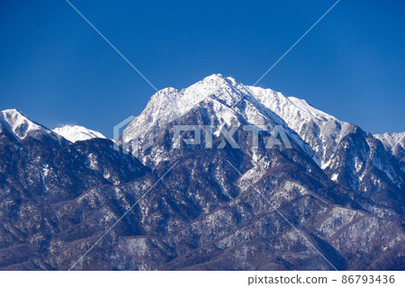 從北斗市到山梨縣的冬季南阿爾卑斯山的凱駒山風景 86793436