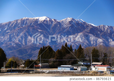 從北斗市到山梨縣的冬季南阿爾卑斯鄉村和南阿爾卑斯鳳凰三山風景 從北斗市到山梨縣的冬季南阿爾卑斯鄉村和南阿爾卑斯鳳凰三山風景 86793615