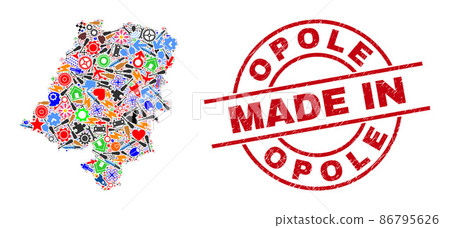 Science Collage Opole Voivodeship Map and Made in Grunge Stamp Science Collage Opole Voivodeship Map and Made in Grunge Stamp 86795626