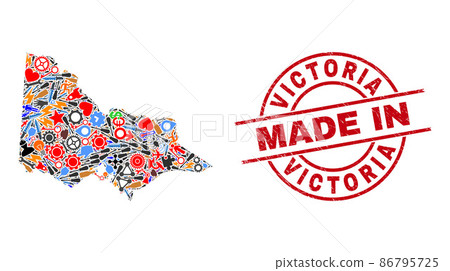 Engineering Mosaic Australian Victoria Map and Made in Grunge Stamp Seal Engineering Mosaic Australian Victoria Map and Made in Grunge Stamp Seal 86795725
