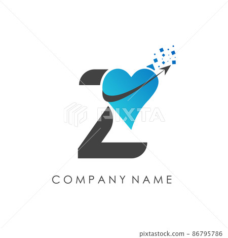 Initial letter Z logo with creative love sign biotech typography vector template. Abstract letter Z logo design 86795786