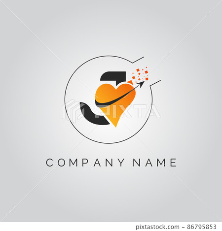 Initial letter J logo with creative love sign biotech typography vector template. Abstract letter J logo design Initial letter J logo with creative love sign biotech typography vector template. Abstract letter J logo design 86795853
