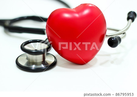 Stethoscope and Heart Isolated on the White Background 86795953