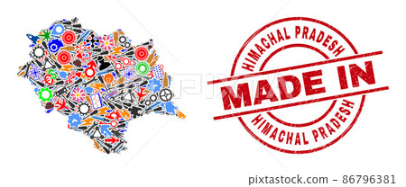 Development Collage Himachal Pradesh State Map and Made in Grunge Stamp Seal Development Collage Himachal Pradesh State Map and Made in Grunge Stamp Seal 86796381