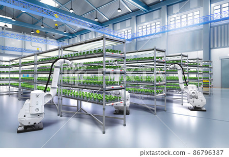 robotic arm spray fertilizer on plants in greenhouse robotic arm spray fertilizer on plants in greenhouse 86796387