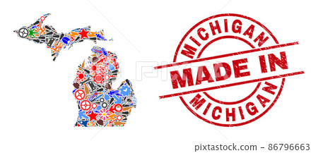 Science Collage Michigan State Map and Made in Scratched Seal Science Collage Michigan State Map and Made in Scratched Seal 86796663