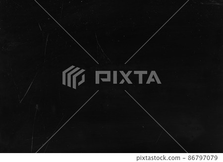 Distressed overlay. Fractured texture. Cracked old TV screen. Damaged weathered matrix with dust scratches stains noise on dark black abstract background. Distressed overlay. Fractured texture. Cracked old TV screen. Damaged weathered matrix with dust scratches stains noise on dark black abstract background. 86797079