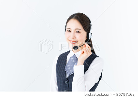 White background operator young lady 86797162