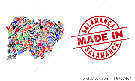 Science Mosaic Salamanca Province Map and Made in Textured Stamp 86797464
