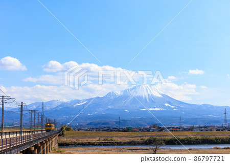 Snow mountain and train Snow mountain and train 86797721