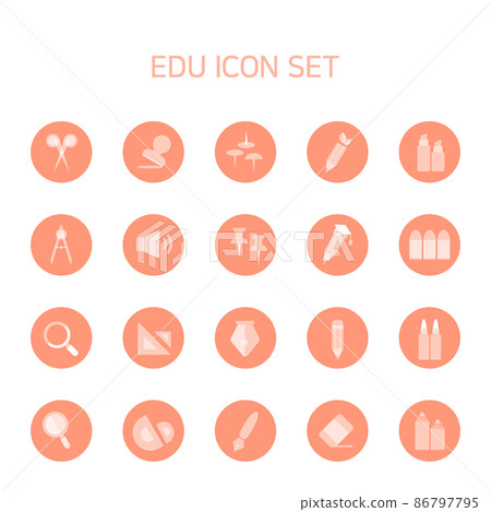 일반적인 교육과 학습에 필요한 도구 플랫아이콘 - 스톡일러스트 [86797795] - Pixta