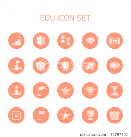 與獎杯、勝利和排名相關的平面圖標 86797802