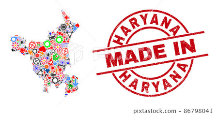 Component Mosaic Haryana State Map and Made in Scratched Watermark Component Mosaic Haryana State Map and Made in Scratched Watermark 86798041