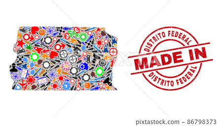 Production Mosaic Brazil Distrito Federal Map and Made in Distress Seal 86798373