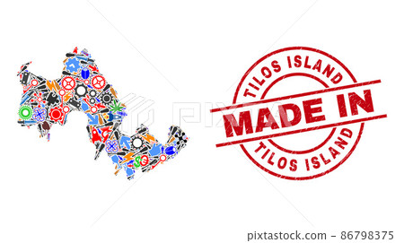 Service Collage Tilos Island Map and Made in Distress Watermark Service Collage Tilos Island Map and Made in Distress Watermark 86798375