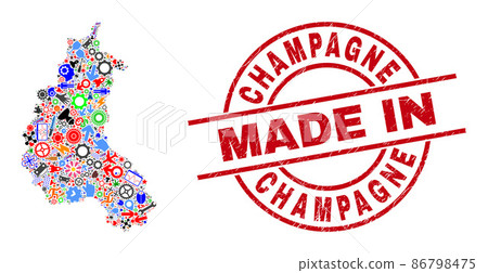 Education Mosaic Champagne Province Map and Made in Scratched Stamp Education Mosaic Champagne Province Map and Made in Scratched Stamp 86798475