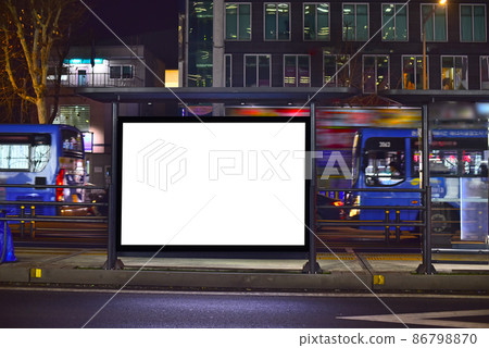 Background of billboard advertisement mock-up at bus stop in Seoul Background of billboard advertisement mock-up at bus stop in Seoul 86798870