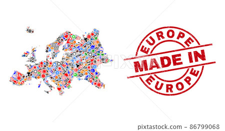 Development Mosaic Europe Map and Made in Distress Stamp Development Mosaic Europe Map and Made in Distress Stamp 86799068