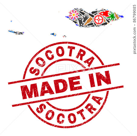 Engineering Mosaic Socotra Archipelago Map and Made in Scratched Stamp Seal Engineering Mosaic Socotra Archipelago Map and Made in Scratched Stamp Seal 86799085