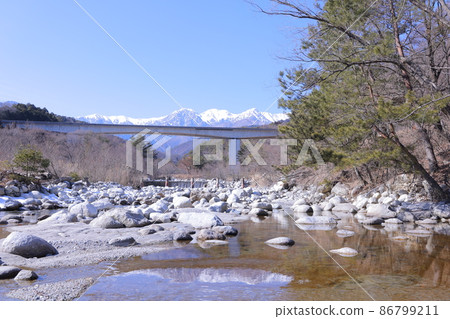 Central Alps and Yotagiri River in winter Central Alps and Yotagiri River in winter 86799211