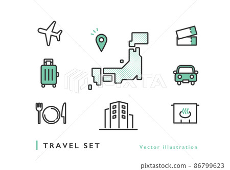 Domestic travel image icon set material Domestic travel image icon set material 86799623