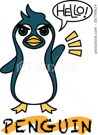 A penguins with a serious expression to say hello A penguins with a serious expression to say hello 86799624