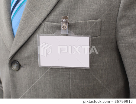 White Blank Badge on mens torso 86799913