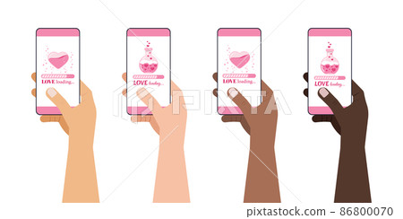 Love countdown bar on smartphone screen in hand set. Love countdown bar on smartphone screen in hand set. 86800070