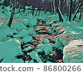 A stream buried in snow 86800266