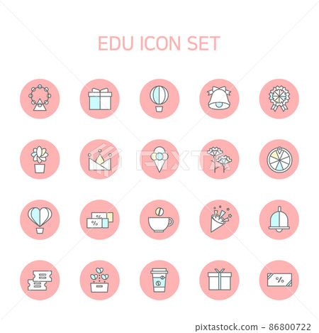 Line icons of events and marketing related to online learning 86800722