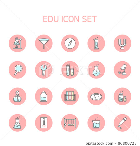 Various tools line icons related to science and chemical experiments Various tools line icons related to science and chemical experiments 86800725