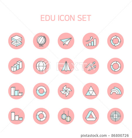 Visualized line icons of statistics and graphs related to presentations 86800726