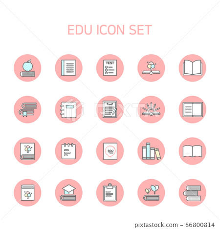 Line icons of common learning, studying and educational tools 86800814