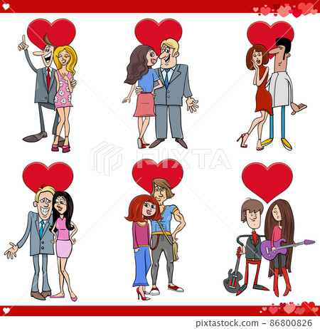 cartoon couples in love on Valentine Day set 86800826