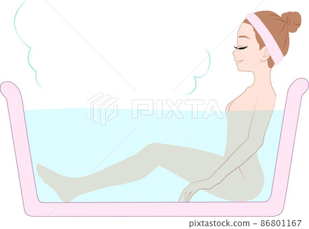 A woman relaxing in the bath A woman relaxing in the bath 86801167