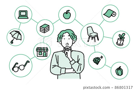 Color bath effect Illustration of a person who thinks 86801317