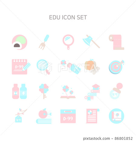 Flat icons of fortune related to entrance exams in Korea and customs related to entrance exams. Flat icons of fortune related to entrance exams in Korea and customs related to entrance exams. 86801852