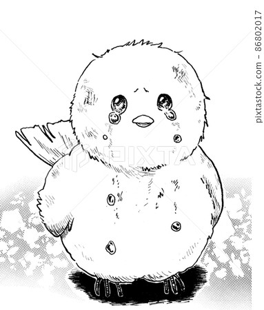 哭泣的小鳥的單色插圖背景 86802017