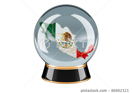 Crystal ball with Mexican map. Forecasting and prediction for Mexico, concept. 3D rendering Crystal ball with Mexican map. Forecasting and prediction for Mexico, concept. 3D rendering 86802321