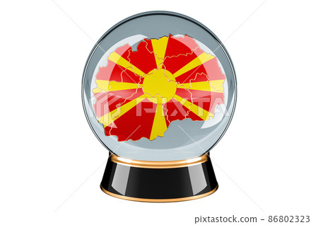 Crystal ball with Macedonian map. Forecasting and prediction for Macedonia, concept. 3D rendering Crystal ball with Macedonian map. Forecasting and prediction for Macedonia, concept. 3D rendering 86802323