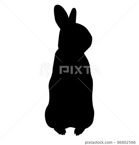 Rabbit silhouette simple real monochrome... - Stock Illustration ...