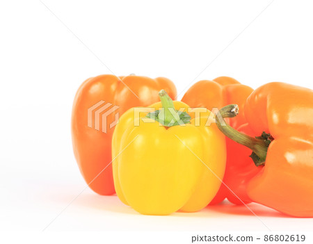 fresh pepper vegetables isolated on white background fresh pepper vegetables isolated on white background 86802619